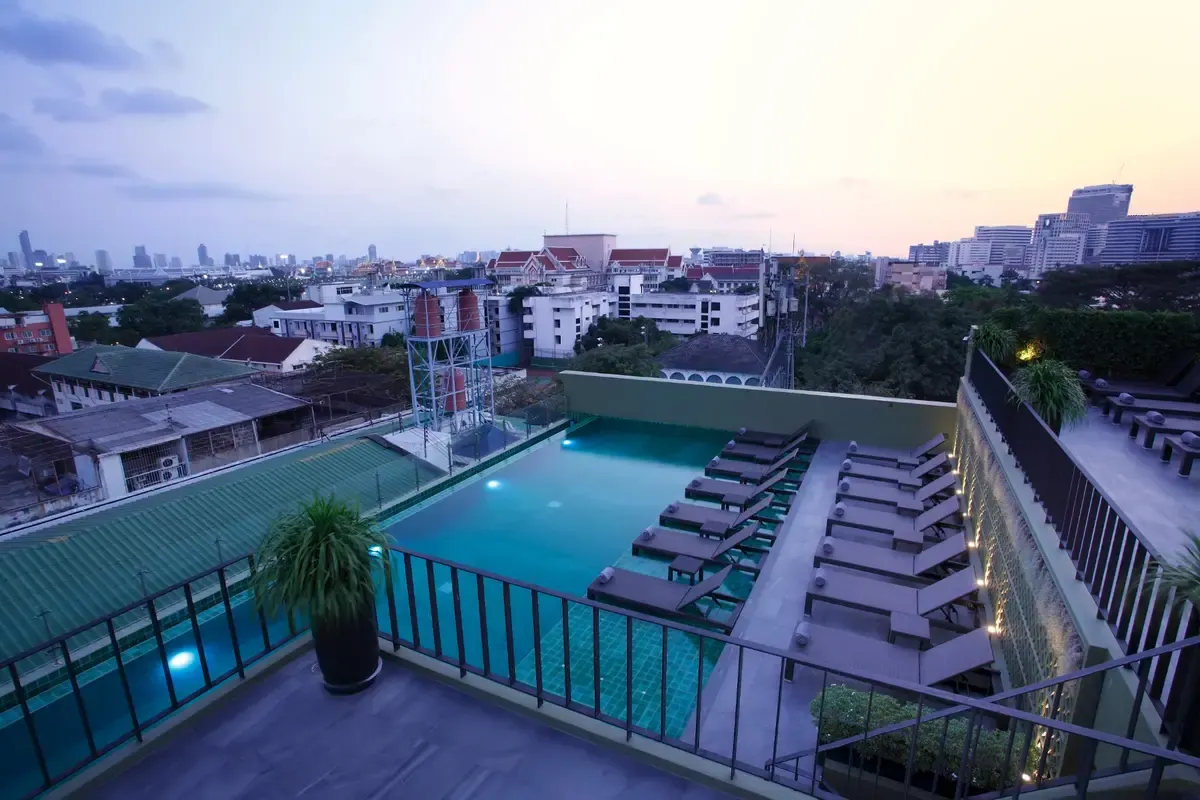 Rooftop pool terrace at Chillax Heritage Hotel Khaosan